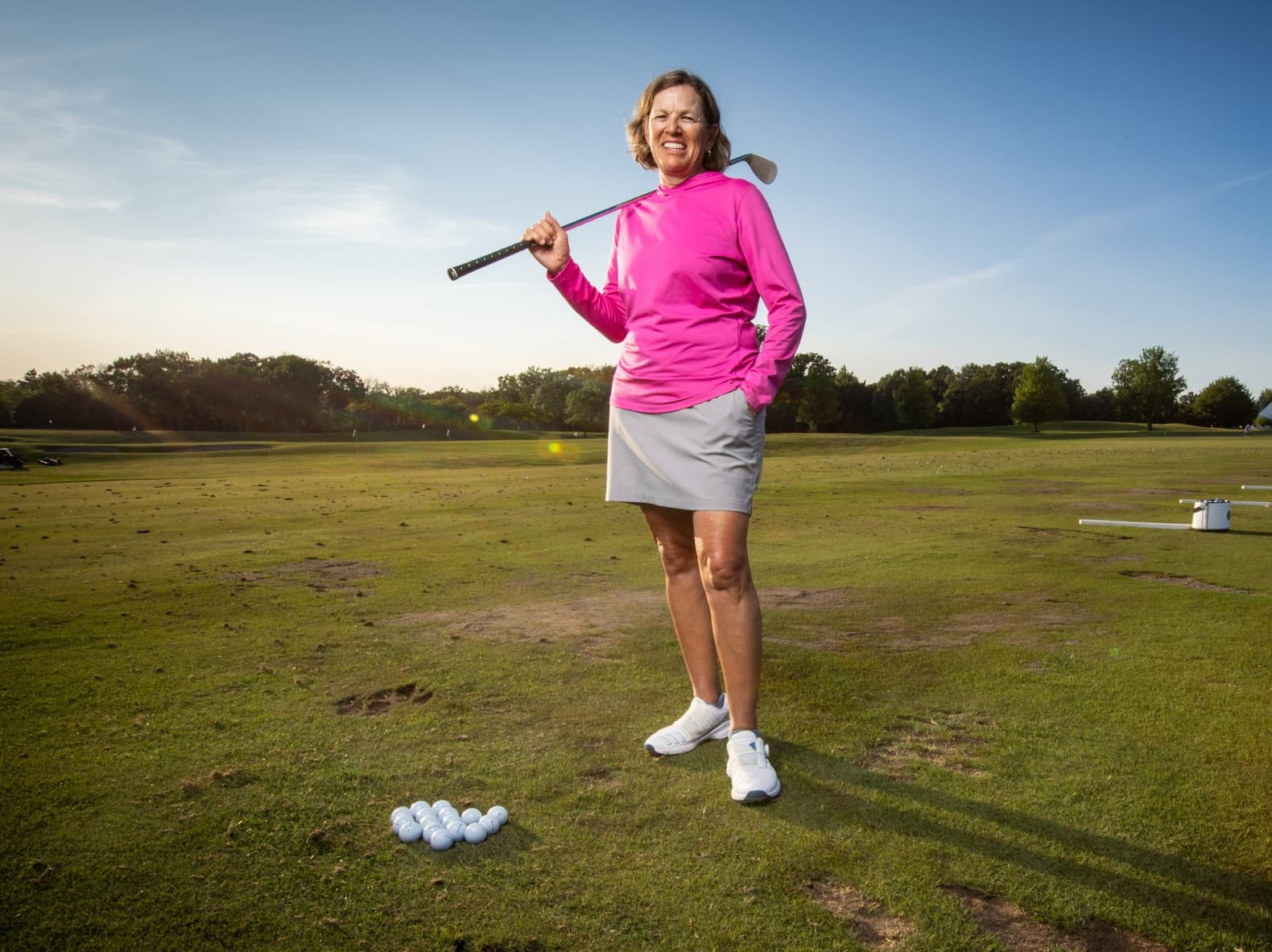 Jamie Fischer at the driving range